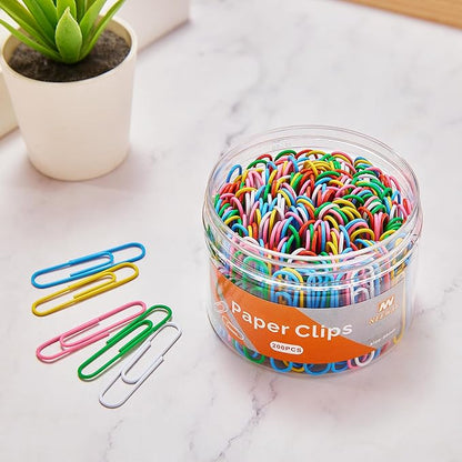 NEEWAY 200pcs Colored Paper Clips, 2 Inch Large Paper Clip, Jumbo Paperclips, Paper Clips Assorted Colors