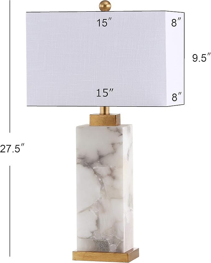 JONATHAN Y JYL6201A Elizabeth 27.5" Alabaster LED Table Lamp Coastal Contemporary Bedside Desk Nightstand Lamp for Bedroom Living Room Office College Bookcase LED Bulb Included, White/Gold Leaf