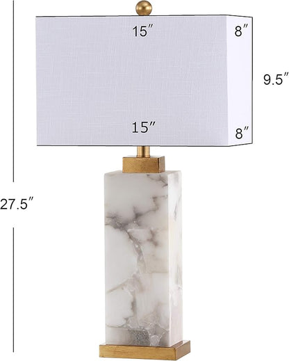 JONATHAN Y JYL6201A Elizabeth 27.5" Alabaster LED Table Lamp Coastal Contemporary Bedside Desk Nightstand Lamp for Bedroom Living Room Office College Bookcase LED Bulb Included, White/Gold Leaf