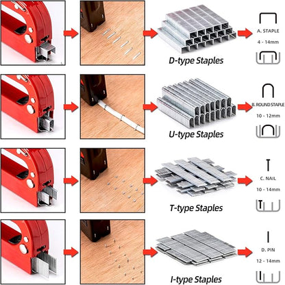 PHITRIC Upholstery Staple Gun Heavy Duty, 4 in 1 Stapler Gun with 6000 Staples, Remover, Manual Brad Nailer Power Adjustment Stapler Gun for Wood, Upholstery, Carpentry, Decoration DIY