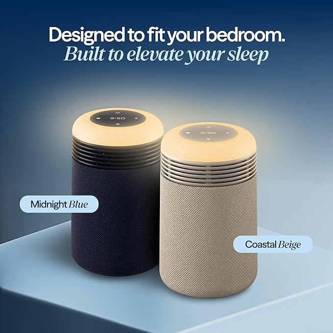 BLUEAIR Purifier for Bedroom - Mini Restful - Sunrise Clock with HEPASilent Filtration and Wake Up Light - Cleans Air and Supports Circadian Rhythm - USB-C and App Connectivity, Blue
