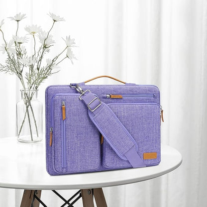 MOSISO 360 Protective Laptop Shoulder Bag,13-13.3 inch Computer Bag Compatible with MacBook, HP, Dell, Lenovo, Asus Notebook,Side Open Messenger Bag with 4 Zipper Pockets&Handle, Purple