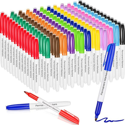 Thenshop 156 Pcs Permanent Markers Bulk 12 Assorted Colors Fine Point Permanent Marker Waterproof Fast Dry Work on Paper Glass Metal Plastic Wood Stone for Back to School Office Supplies(Multicolor)