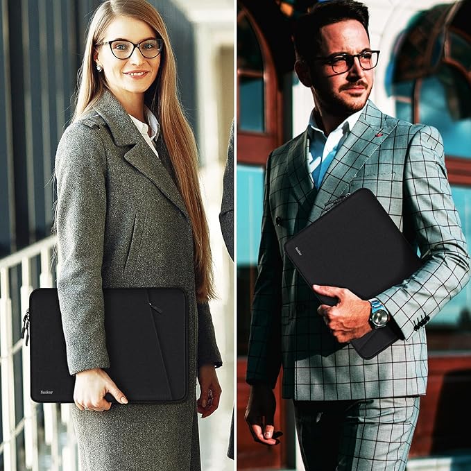 Laptop Sleeve Bag 17 Inch, Shockproof Protective Computer Sleeve Cover with Accessories Pocket, Water Resistant Traveling Carrying Laptop Bag Compatible for 17.3 Inch Dell HP Acer Asus Lenovo, Black