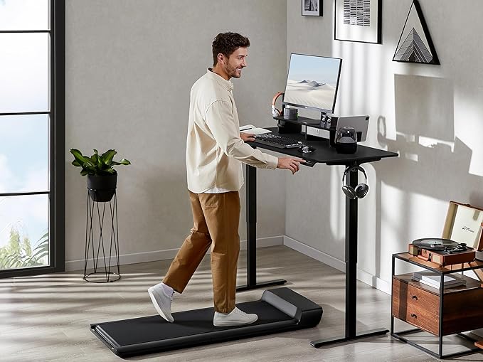 55x24 Inches Electric Standing Desk with Drawer and Monitor Stand, Height Adjustable Stand up Desk for Home Office, Ergonomic Sit to Stand Table with Phone Holder, 3 Hooks, Black