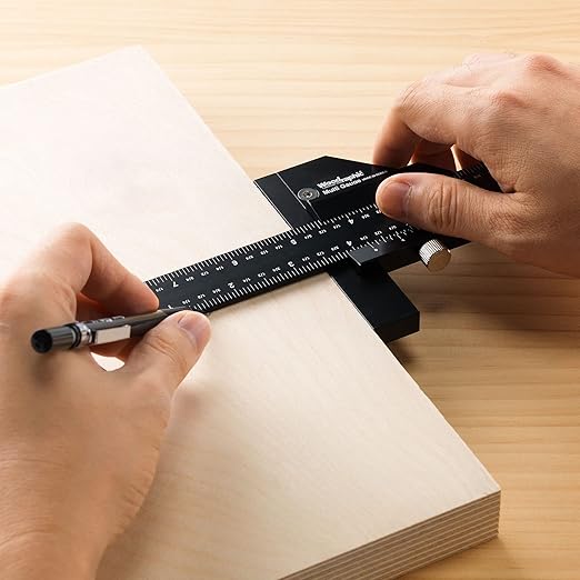 Scriber Gauge 14 Inch – Long Measuring Tool, Marking Ruler, Layout Square, Thickness Gauge, CNC Aluminum Tool for Woodworking, Joinery, Framing, Furniture, Cabinet (New Version)
