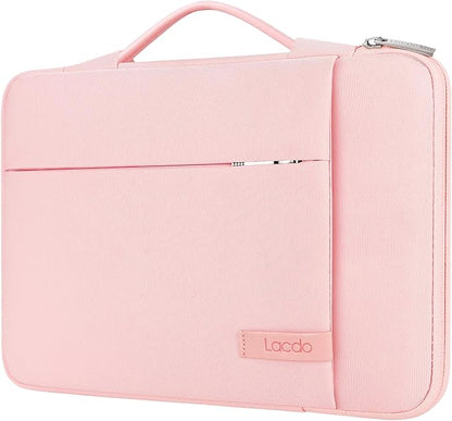 Lacdo 360° Protective Laptop Sleeve Case for 15 inch New MacBook Air M4 A3241 2025, M3 A3114, M2 A2941 2024-2023, 15 inch MacBook Pro A1990 A1707, Dell XPS 15 Plus Computer Bag, Water-Resistant, Pink
