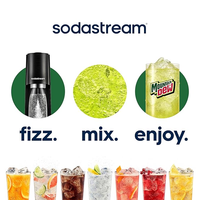 SodaStream - Diet Mountain Dew Soda Drink Mix | For Sparkling Water Makers | Zero Calories | 51mg Caffeine per Serving | Makes 96 Servings | 14.9 Fl Oz, Pack of 4 Packaging may vary