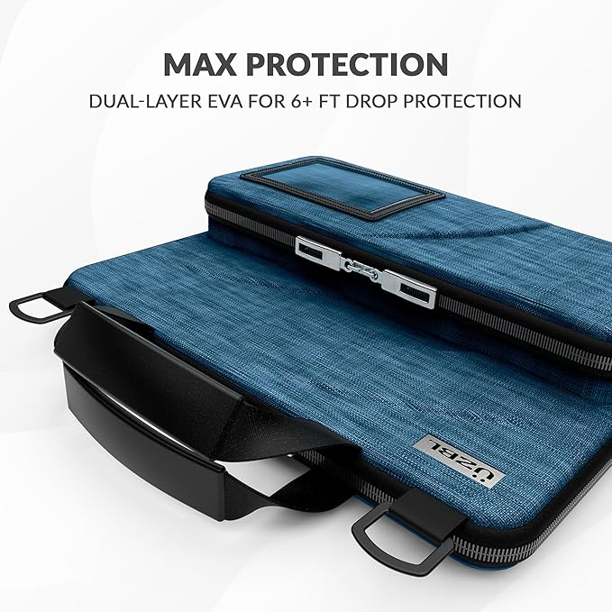 UZBL 11-11.6 Inch Always-on Chromebook Protective Hard Case with Accessory Pouch and Adjustable Shoulder Strap