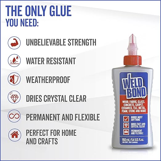 Weldbond Multi-Surface Adhesive Glue, Bonds Most Anything! Wood Glue for Furniture or Carpentry Fabric Glass Mosaic Ceramic Jewelry Stone & More. Non-Toxic, Dries Crystal Clear. 5.4oz /160ml 12-Pack