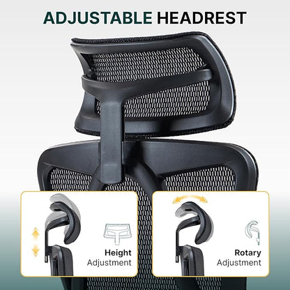 Mesh Ergonomic Office Chair,High Back Mesh Gaming Chair with Lumbar Support,Adjustable Headrest and Armrests for Home Office Desk Chair (Americana, Black)