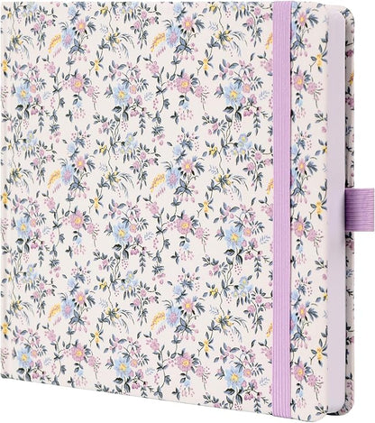TIEFOSSI Dotted Journal Notebook, Dot Grid Notebook for Women Men, Fabric Flower Journal, 160 GSM Thick Paper, 160 Numbered Pages, 8 x 8 Square Diary