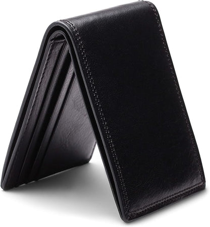 Bosca Men’s Wallet, Dolce Leather Slim Bifold Wallet, Black