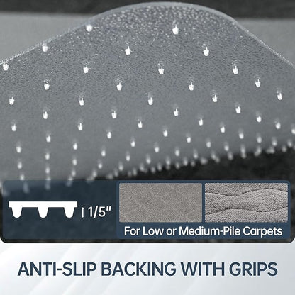 Office Chair Mat for Medium Pile Carpeted Floor, Ship Flat 47"x33" Heavy Duty Floor Protector for Desk, Plastic Rolling Clear Floor Mats, Smooth Glide, No Divot, Rectangular