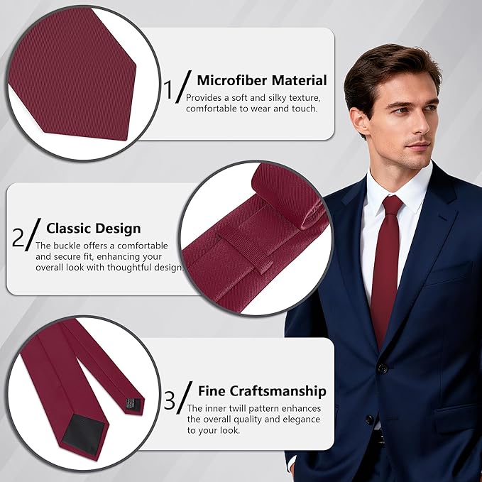 Fineknot Black Ties for Men, Formal Neckties for Men, Solid Color Mens Ties for Business, Wedding, Party, Mens Neck Tie