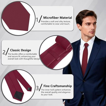 Fineknot Black Ties for Men, Formal Neckties for Men, Solid Color Mens Ties for Business, Wedding, Party, Mens Neck Tie