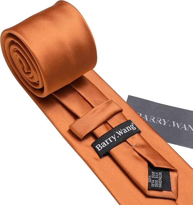 Barry.Wang Tie Sets for Men Silk Solid Necktie Stain Ties Handkerchief Pocket Square Cufflinks Wedding Business Dyed