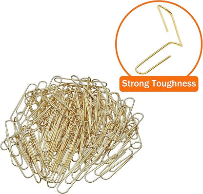 NEEWAY Gold Paper Clips, 200 Count Large Size, 2 Inch Jumbo Paperclips, Stylish Gold-Plated Paper Clip (Pack of 2)