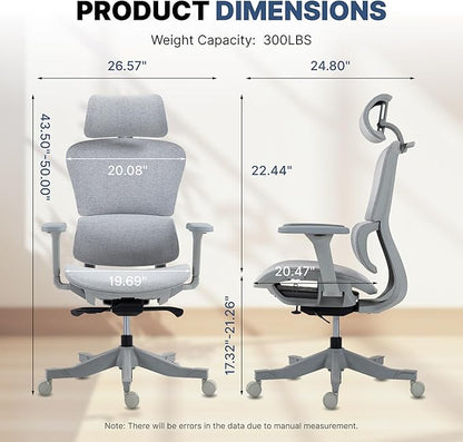Mesh Ergonomic Office Chair with 4D Armrests,High Back Mesh Gaming Chair with Lumbar Support,Adjustable Seat Depth,2D Headrest for Big & Tall