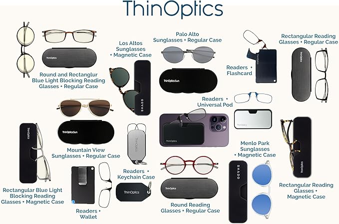 ThinOptics Keychain Case and Readers Rectangular Reading Glasses