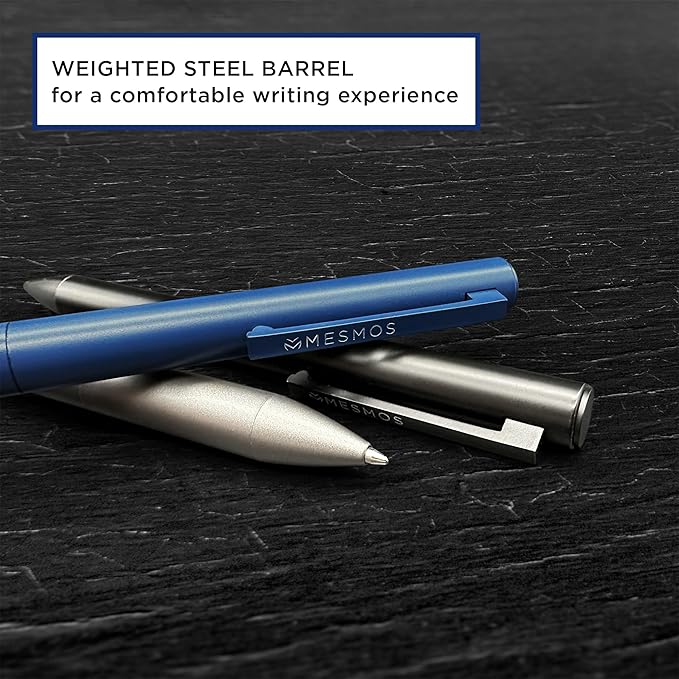 MESMOS 3pk Fancy Pens for Men, German Made Ballpoint Ink 1mm Medium Tip, Best Boss Gifts for Men, Boss Day Male Birthday Gift for Him