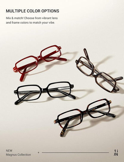 TIJN Olisa Blue Light Blocking Glasses for Women Men,Oval Glasses Frame Bluelight Glasses for Gaming/Computer/Screen