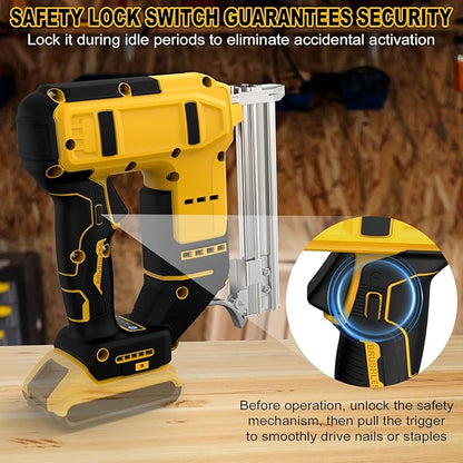 18 Gauge Cordless Brad Nailer & Staple Gun for Dewalt 20V MAX Battery, 2-in-1 Battery Powered Nail Gun with 2000 Nails, Electric Nail Gun for Woodworking, DIY, Framing & Home Improvement (No Battery)