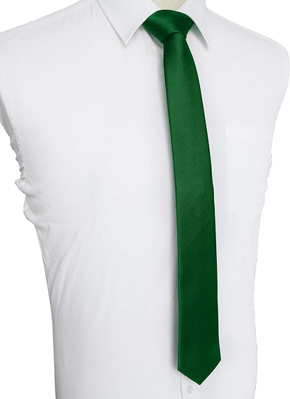 JEMYGINS 2.4" Solid Color Skinny Tie Slim Necktie for Men