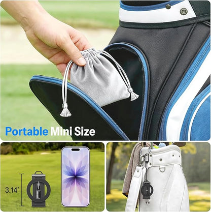 OMOTON Magnetic Golf Cart Phone Holder, [1/4" Screw+Tri-fold] Golf Gifts for Men Women Him 2026 Golf Accessories Essentials Gadgets Compatible with iPhone 17-12, Fits EZGO/Club Car/Yamaha, Black
