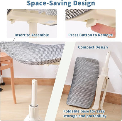 Under Desk Footrest, 2-in-1 Height Adjustable Rotatable Ergonomic Under Desk Foot Rest Ottoman, Rolling Leg Rest Stool with Breathable Mesh and Nylon Frame for Home Office