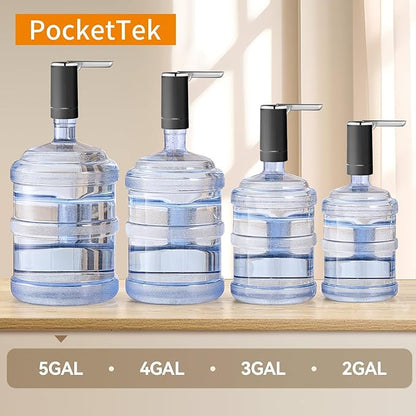 5 Gallon Water Pump Dispenser – Rechargeable & Foldable Electric Water Jug Pump, USB Charging Water Bottle Pump with 2 Silicone Hoses & 304 Stainless Steel Weight, for Camping/Home/Office