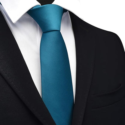 Branduce 3.15"（8cm） Mens Solid Satin Tie Pure Color Necktie for Business and Wedding + Gift Box