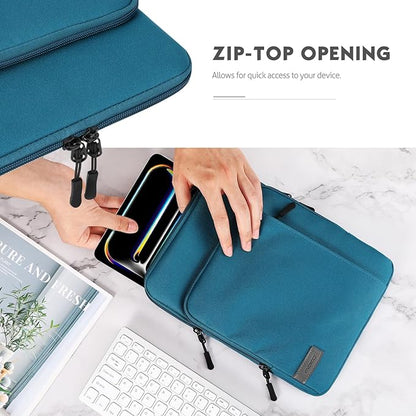 MoKo 12.9 Inch Tablet Sleeve Bag Carrying Case with Pockets Fits 13 Inch New iPad Pro M4 & Air M2 2024, iPad Pro 12.9 M2&M1, Surface Laptop Go 12.4", Galaxy Tab S8+/S9+ 12.4", Peacock Blue