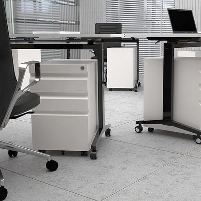 Aobabo 3 Drawer File Cabinet with Lock,Metal Filing Cabinet with Wheels for Home Office & Business Enterprise, Legal/Letter Size, Fully Assembled Except Wheels, White