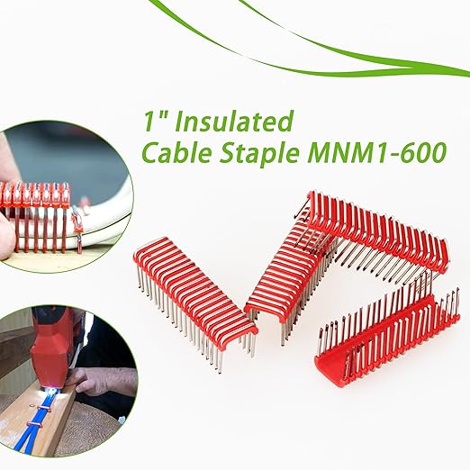 1" Insulated Cable Staples MNM1-600 fit Milwauke Cable Stapler Gun M12 2448-20 for to Wood Surfaces - Fit Milwauke Staples 600 per Box (Cable Staples-320)