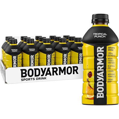 BODYARMOR Sports Drink Sports Beverage, Tropical Punch, Coconut Water Hydration, Natural Flavors With Vitamins, Potassium-Packed Electrolytes, Perfect For Athletes, 28 Fl Oz (Pack of 15)