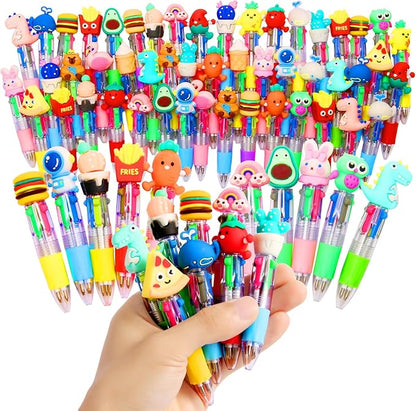 LiYiQ 50 Pcs Multicolor Pen in One Fun 4-in-1 Cute Pens Bulk Kawaii Cool Ballpoint Pens for Kids Fun Gifts (50)