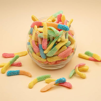 Neon Sour Gummy Worms | 2-Pound Pack | Assorted Fruit Flavored Candy | Soft and Chewy Sour Candy Bulk | Colorful Gummies for Party Favors and Goody Bags