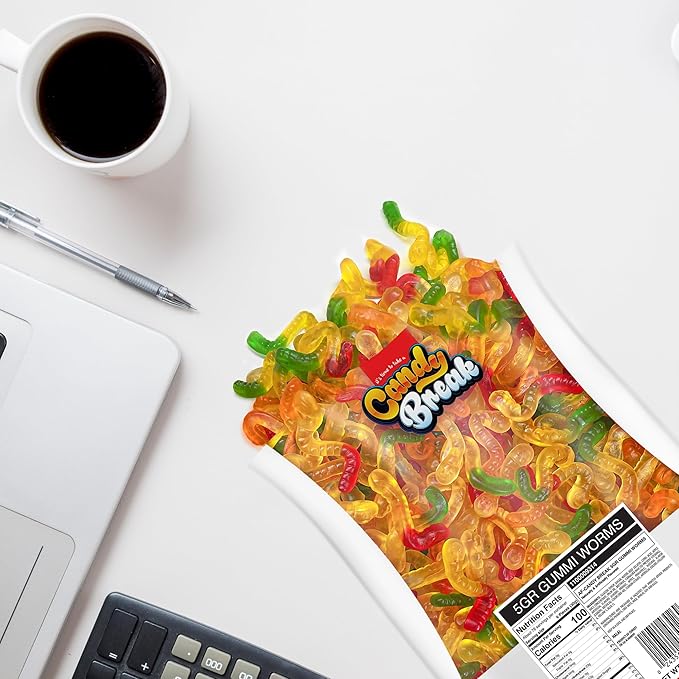 Candy Break Fruity & Sweet Gummy Worms, Gummy Candies with Fruit Flavors, Snacks for Adults & Kids, Chewy Bulk Candy Pack, 5 lbs Share Size Bag, Pack of 1