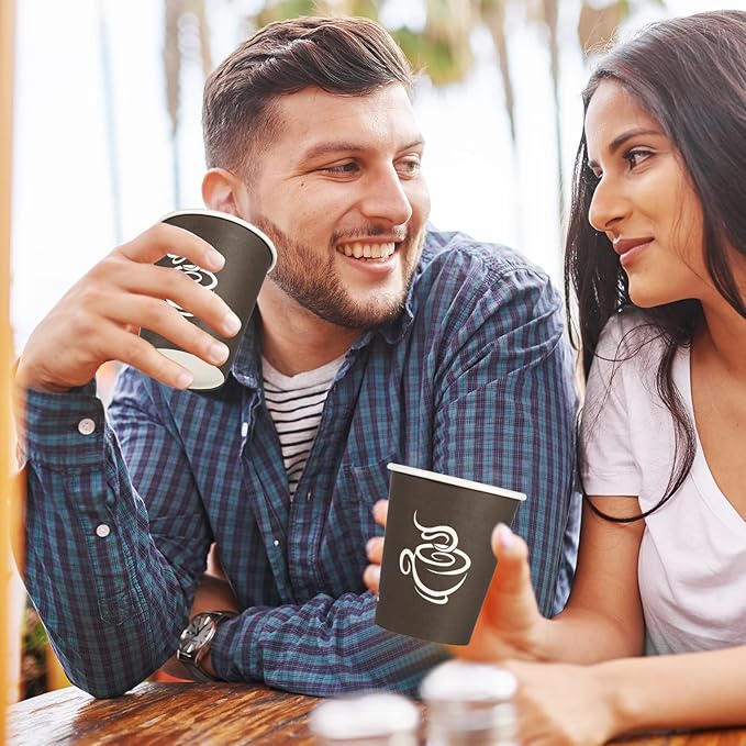 LITOPAK 400 Pack 8 oz Paper Cups, Brown Disposable Hot Coffee Cups for Party, Picnic, Travel, and Events