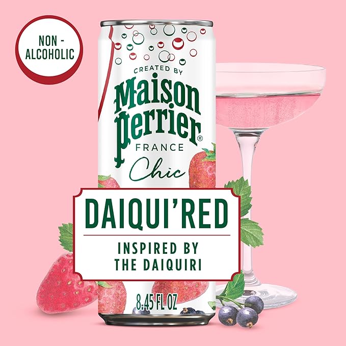 Maison Perrier Chic Daiqui’Red Strawberry and Red Fruits Flavored Sparkling Beverage, Low Calorie, Mocktail, 24-Pack