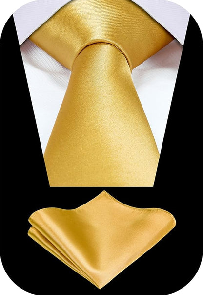 TIE G 5pcs Tie Set in WHITE OR BLACK GIFT BOX: Solid Color Necktie, Satin Bow Tie, Pocket Square, Lapel, Cuff Links