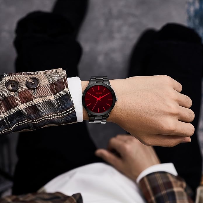 BUREI Men Watches Fashion Analog Stainless Steel Quartz Waterproof Watches,Gift for Men.