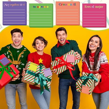 Yinder 24 Pcs Inspirational Sticky Notes Christmas Stocking Stuffers Motivational Sticky Notes Pad Employee Appreciation Gift Bulk for Teacher Nurse Coworker Office 3 x 3'' (Appreciation,Spanish)