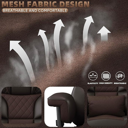 Vonesse Big and Tall Office Chair, Computer Chair with Soft Adjustable Armrests, Ergonomic High Back Gaming Chair with Lumbar Support, Executive Chairs with Footrest (PU Leather + Mesh Fabric,Brown)