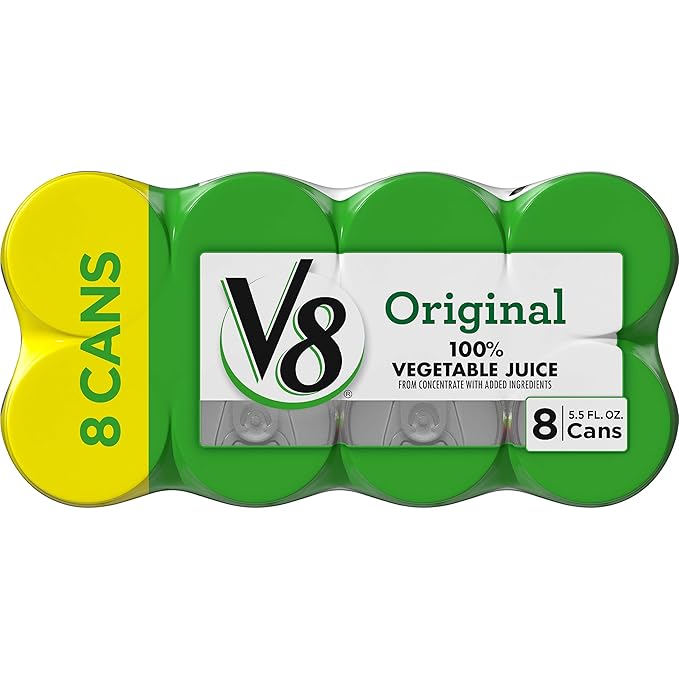 V8 Original 100% Vegetable Juice, 5.5 oz. Can, 8 Count