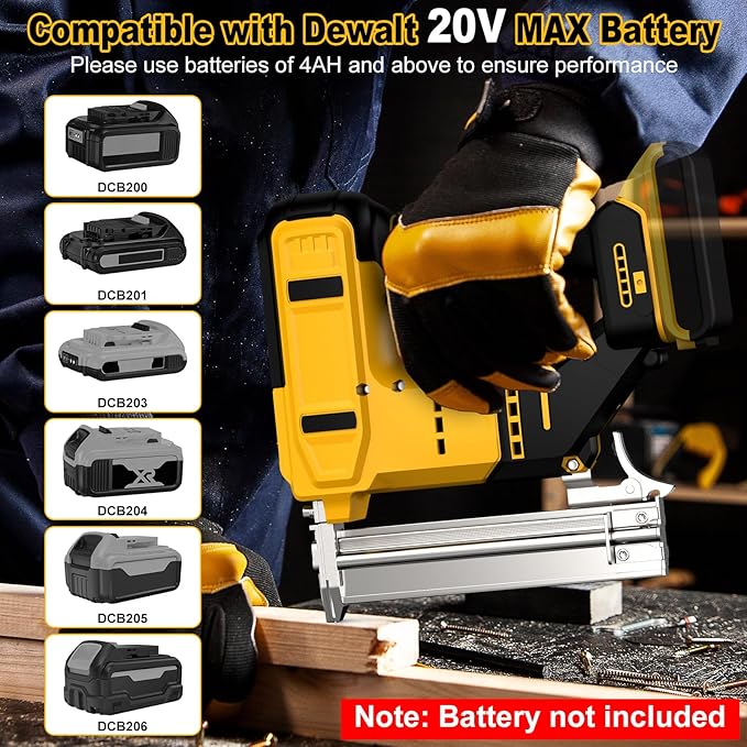 18 Gauge Cordless Brad Nailer & Staple Gun for Dewalt 20V MAX Battery, 2-in-1 Battery Powered Nail Gun with 2000 Nails, Electric Nail Gun for Woodworking, DIY, Framing & Home Improvement (No Battery)