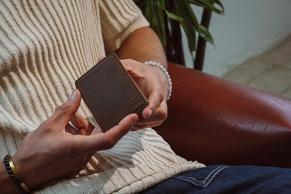 CLOUD Wallet Slim Minimalist — Magnetic Closure, Lightweight Design, Quick Access Pull Tab - Top Grain Leather Front Pocket Wallet (Light Brown)