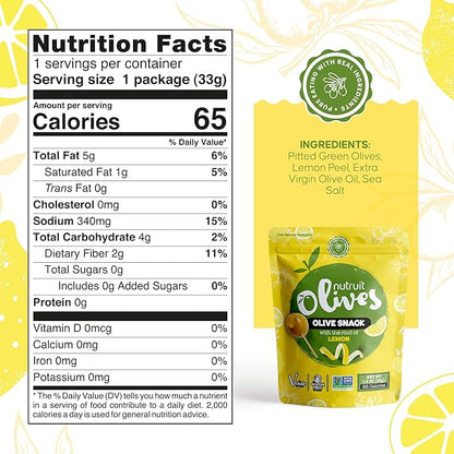 Nutruit Olives Snacks - Pitted Olives (Variety Box) - Fresh Harvest Aegean Green Olives - Vegan, Non-GMO, Gluten Free, Kosher, Paleo, Sugar Free - Premium Packs with Wooden Stick - 1.2oz (Pack of 20)