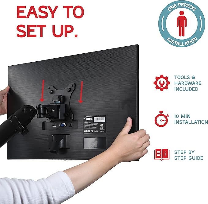 Dual Monitor Arm Stand for 32 Inch Screens - Full Adjustable VESA Mount for 2 Monitors, Heavy Duty Dual Monitor Desk Mount Compatible with C Clamp, Grommet Mounting Base, Holds 26.4lbs per Arm, Black